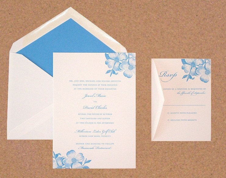 Blue Botanical Wedding Invitation (sample)