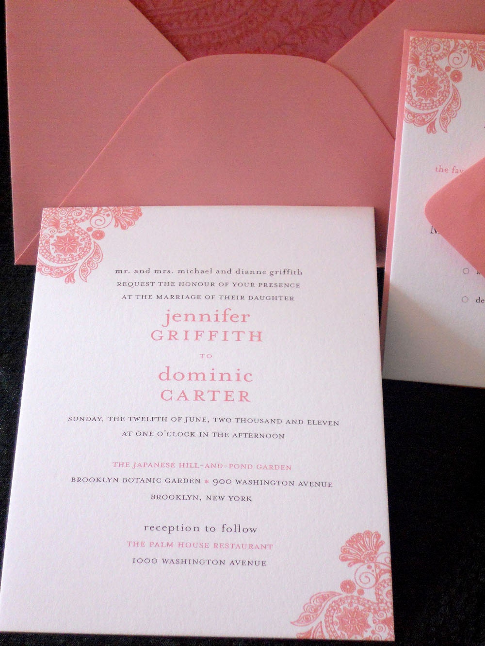 Pink Paisley wedding invitations (sample)