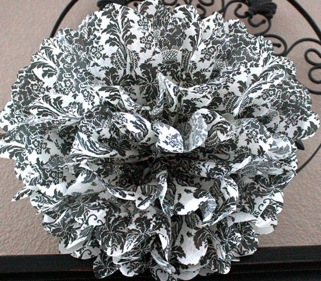 Traditional Damask Formal Tissue Paper Flower Pom