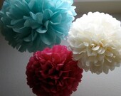 Tissue Paper Pom Poms- 12 Poms - Your color choice - Wedding - Birthday - Shower - Nursery Decoration