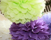 Paper Pom Poms - Set of 10- Your Color Choice - Tinkerbell Disney Fairies Party - Fancy Nancy