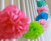 Tissue Paper Garland 10 Mini Poms - choose your colors - Napkin rings - favor box toppers - gift tag decoration