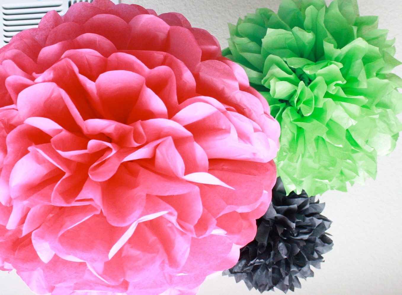 Watermelon Party Tissue Paper Pom Poms - 3 pom Small Party Pack - SALE