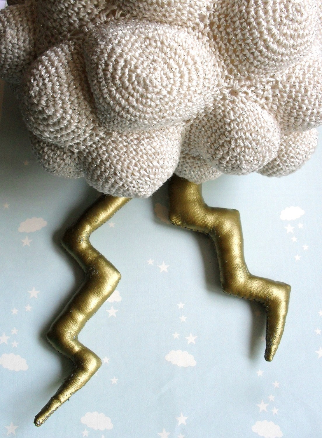 Nice storm-Cloud with lightning- crochet Mobile