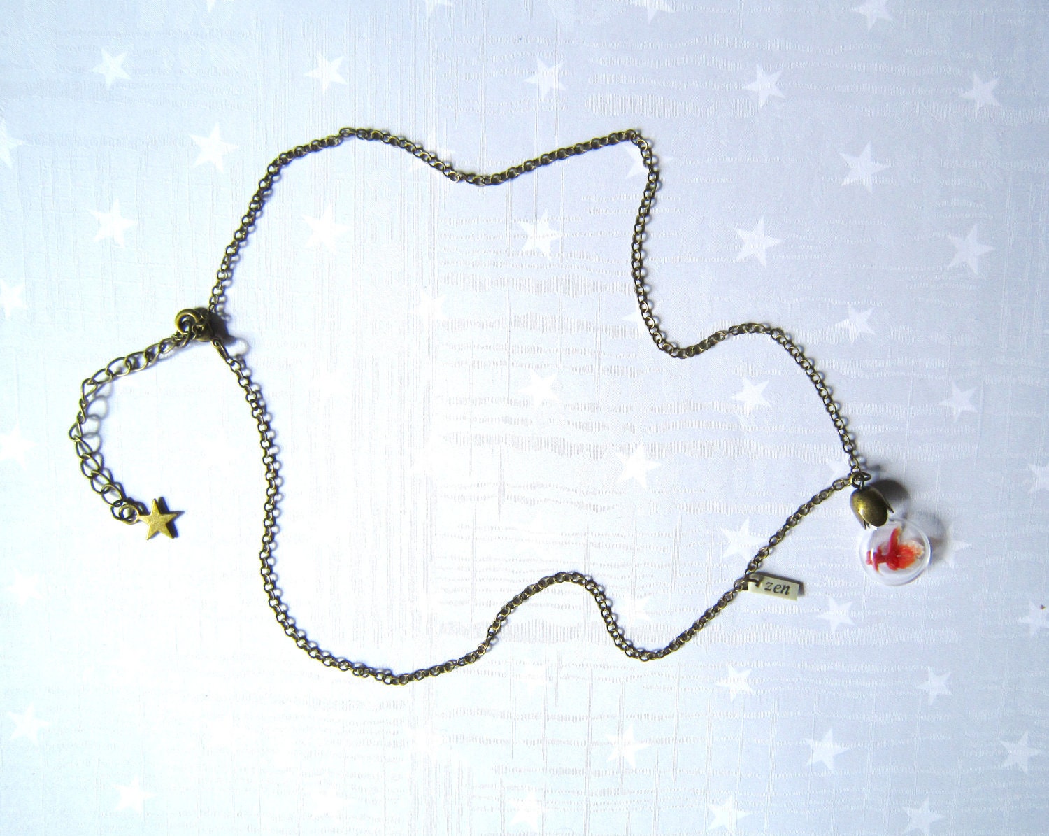 Necklace Zen Goldfish. Miniature in Bottle. Terrarium necklace.