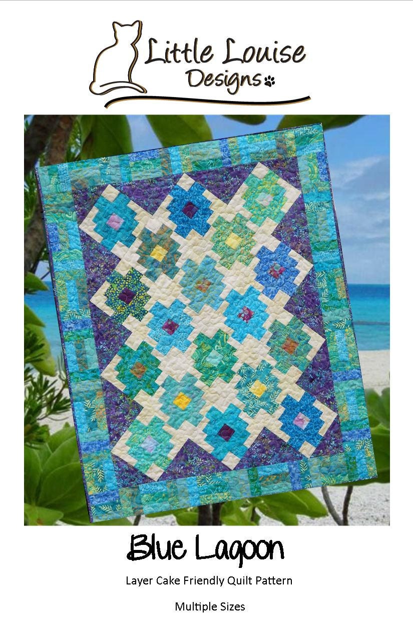 25% Off Coupon Code - Quilt Pattern - Blue Lagoon - Baby to King Size - Layer Cake Friendly Quilt Pattern PDF INSTANT DOWNLOAD