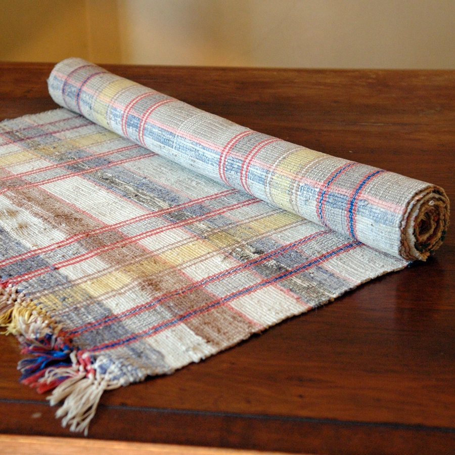 Vintage Rag Rug // Scandinavian Floor Runner // 7.5 feet