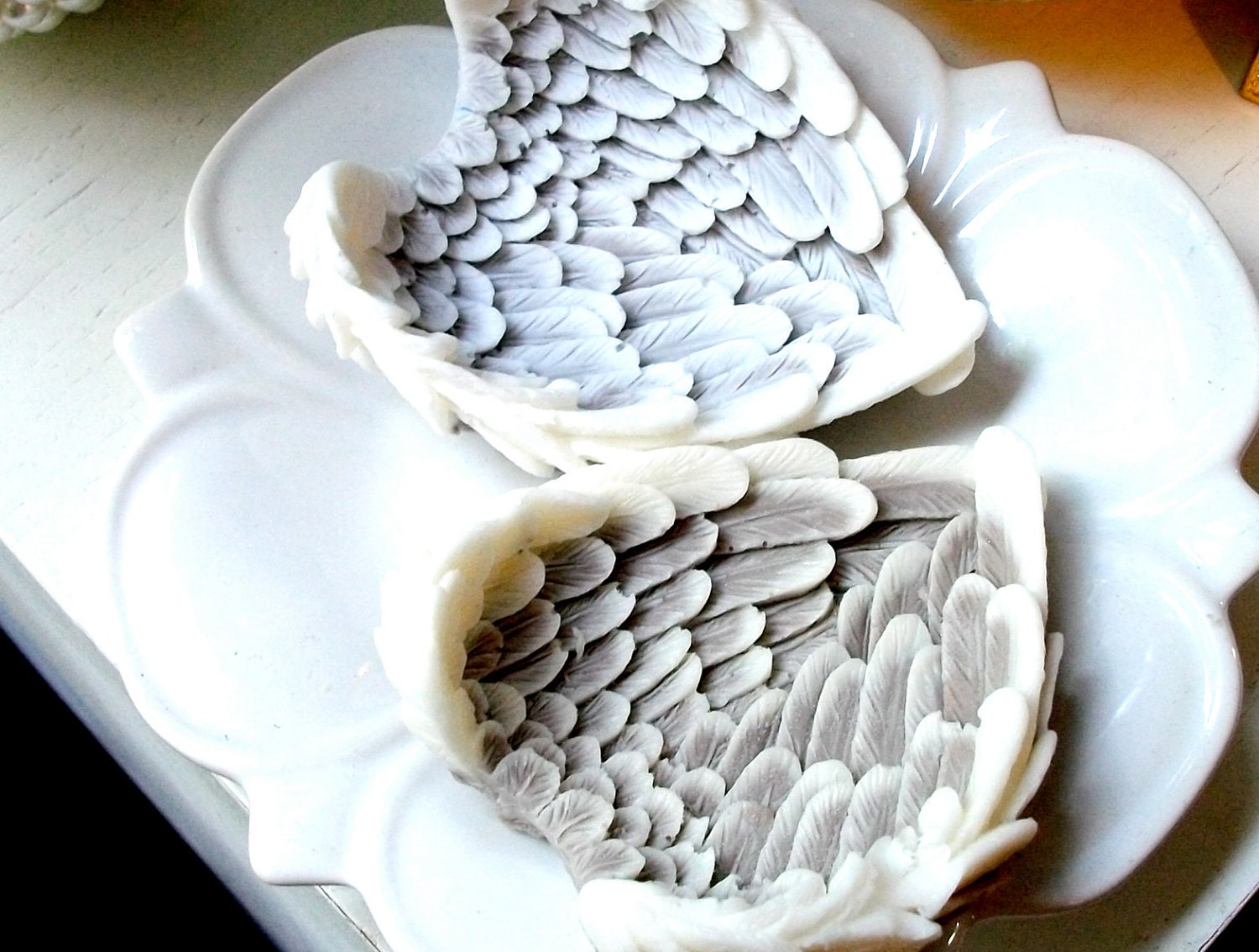ANGEL WING SOAP, Hearts in Flight Soap Set, Scented in White Jasmine, Vegetable Based, Handmade