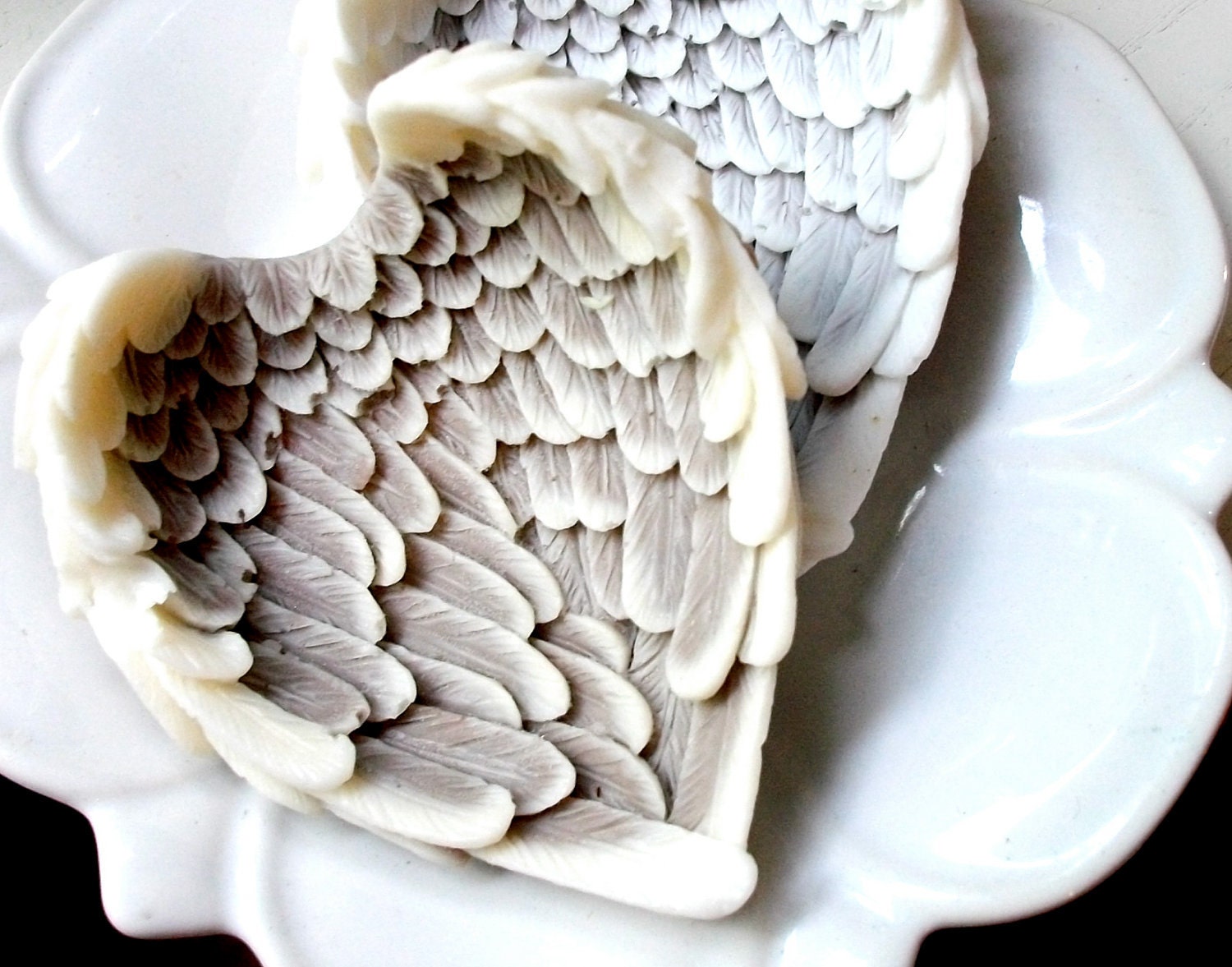 ANGEL WING SOAP, Hearts in Flight Soap Set, Scented in White Jasmine, Vegetable Based, Handmade