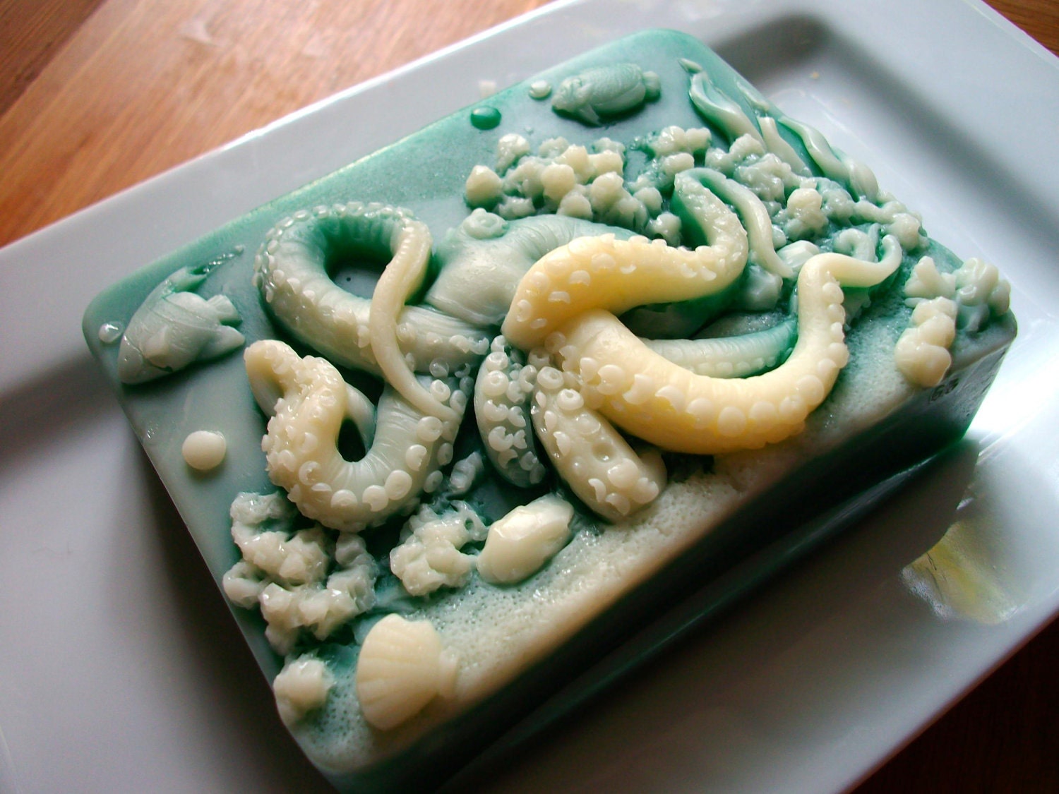 SOAP, Octopus, Garden Soap, Emerald Green, Scented in Sea Breeze, Moisturizing, Vegetable Based