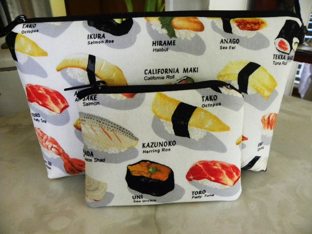 Sale-Cosmetic Bag/Coin Purse Large zipper Sushi Please