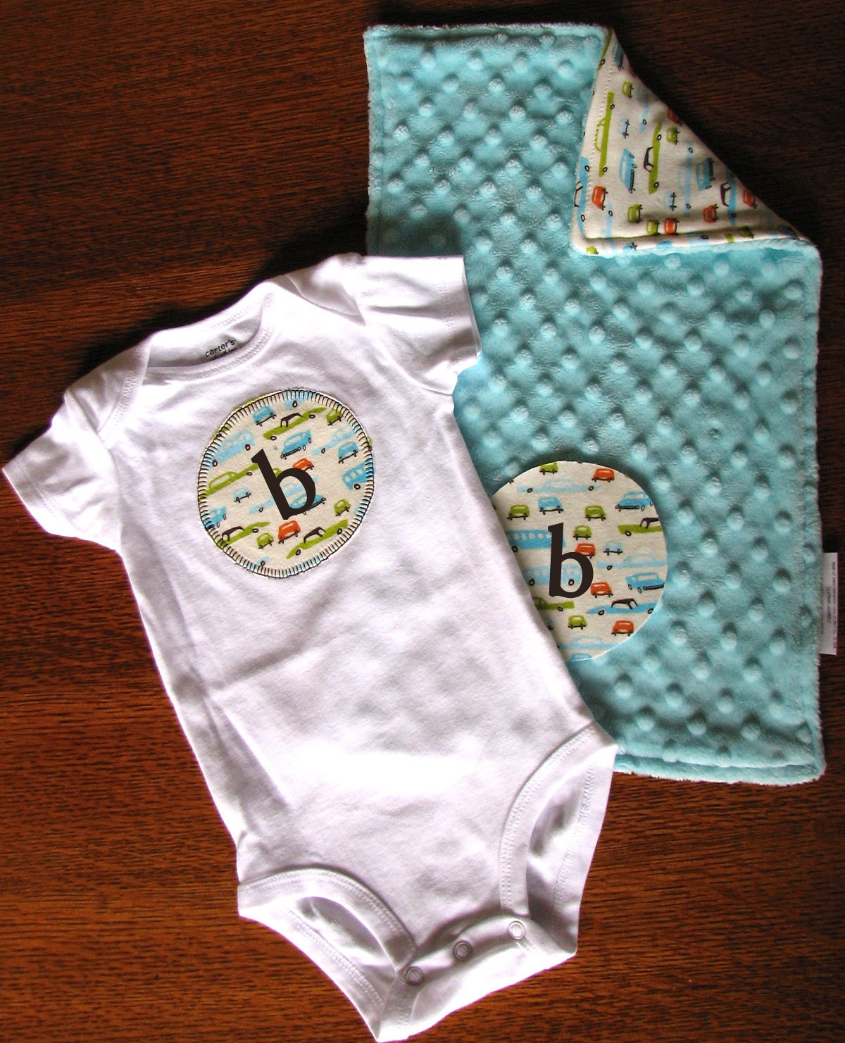 Personalized Bodysuit with matching Burp Cloth size 3 mo