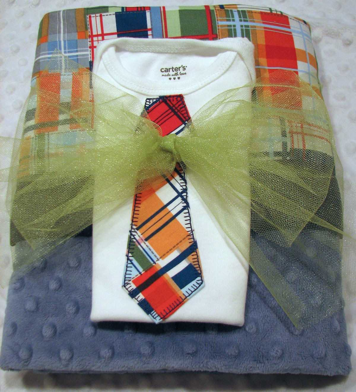 Minky Blanket and Applique Tie Onesie