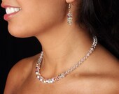 SALE Bridal Set, Swarovski Crystal Bridal AB Aurora Borealis Necklace Earrings, The Melana