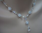 Swarovski Crystal Rhinestone Flower Pear Y Drop Bridal Necklace, The Kristi