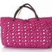 Fuchsia summer bag - Handbag Celebrity Style With Genuine Leather Straps / Handles shoulder bag-crochet bag-hand made
