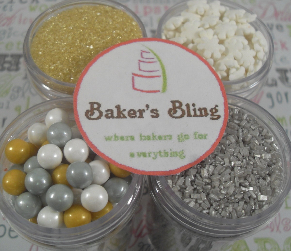 Gold and Silver Sugar Kit for Cakes, Cookies and Cupcakes (8 oz. total)