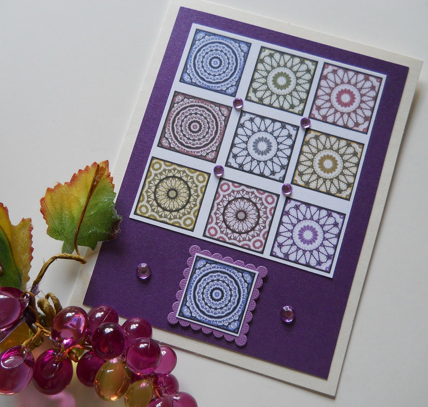 Greeting Card, Birthday, Get Well, Hello, Friendship Purple Mandala