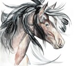 Realistic painting horse Original Watercolor Painting 20x27,5 Large painting