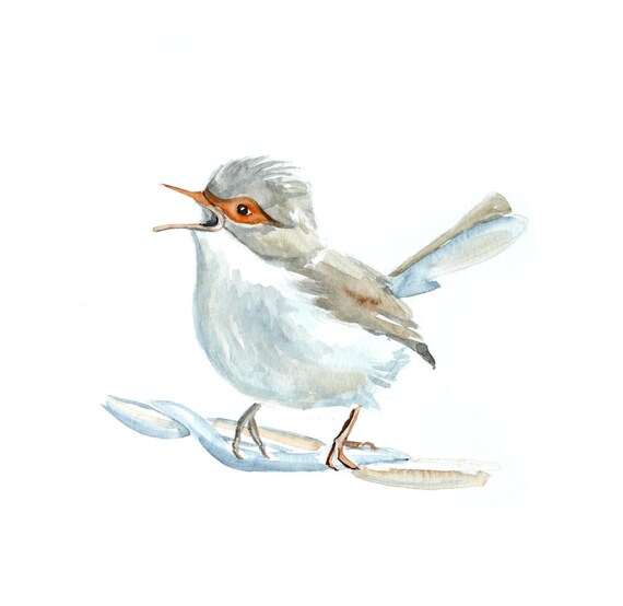 Original Watercolor Painting artwork 12x16 bird on branch illustration wall home decor fine art animal