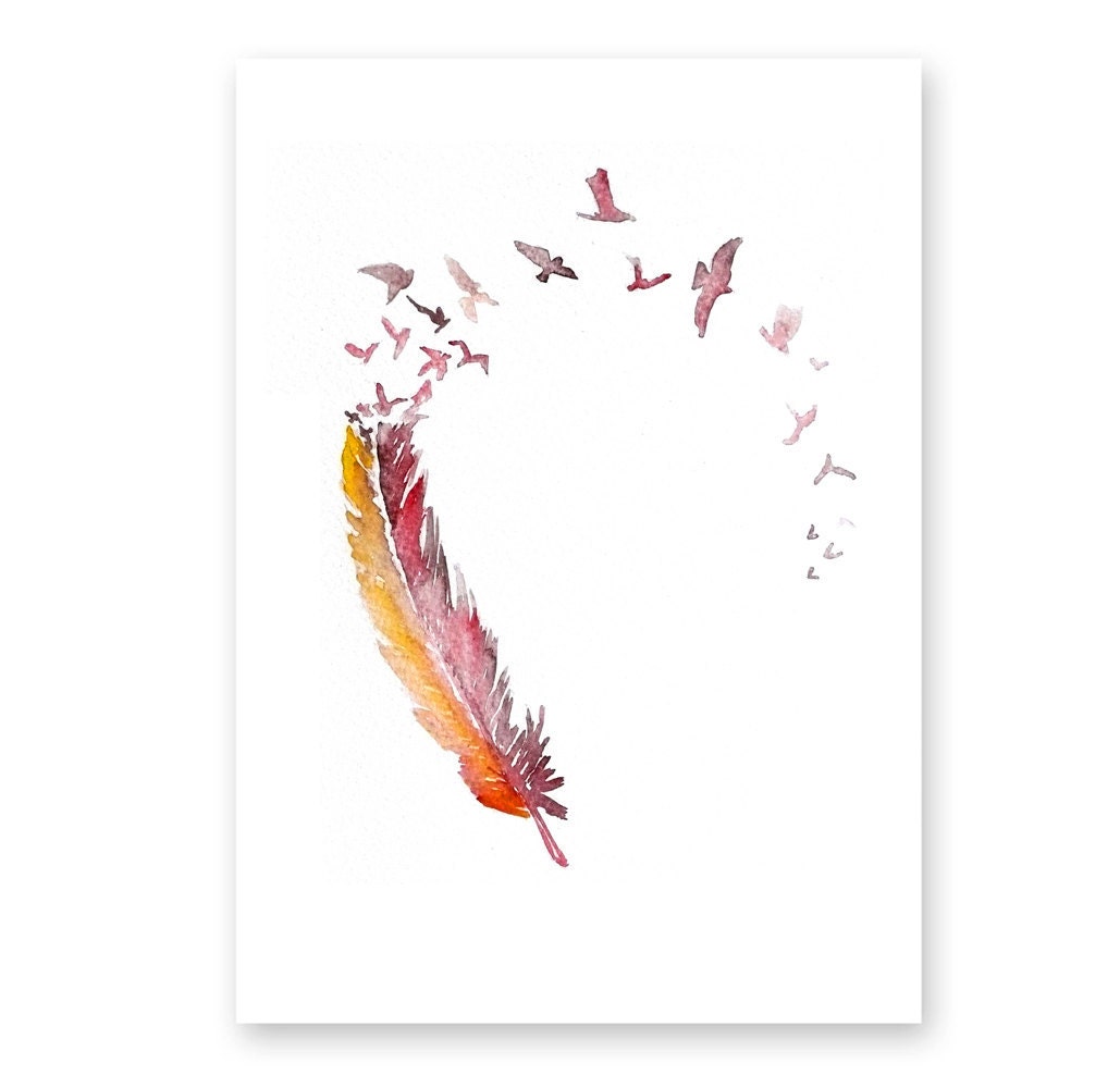 Original Watercolor Painting - feather painting 12x16