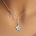 Orchid with CZ and Branch lariat necklace. Bridal. Wedding. Bridesmaids Gift. Everyday Wear. In Silver.