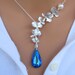Peacock and Orchids sterling silver necklace. Bridal. Wedding. Bridesmaids Gift.