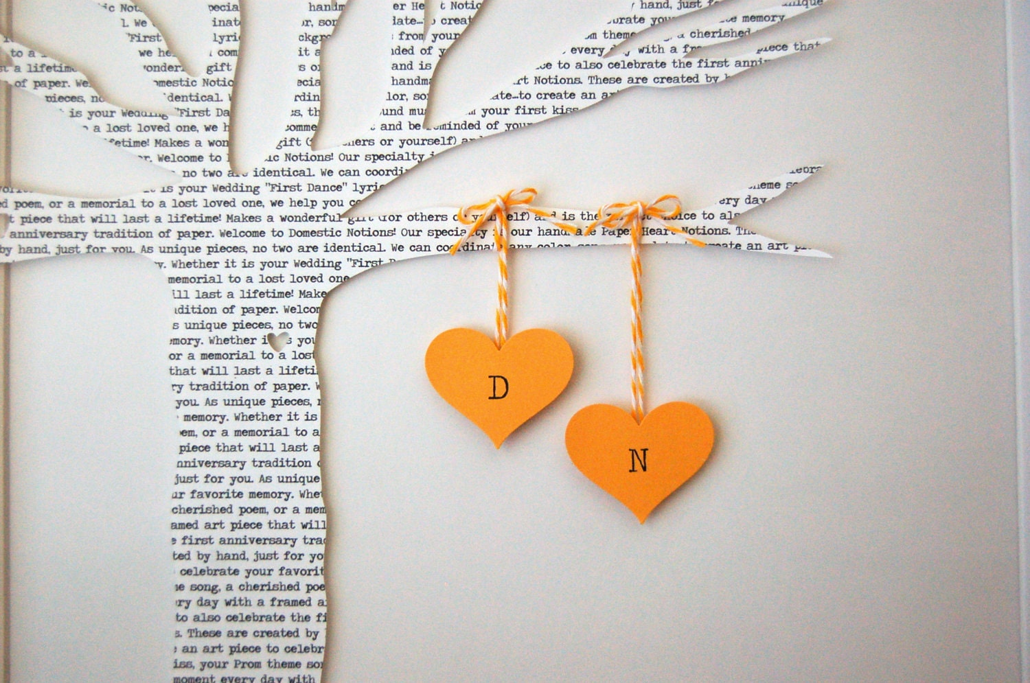Personalized Wedding Gift: First Dance Song Lyrics 3D Paper Tree - Customized & FRAMED