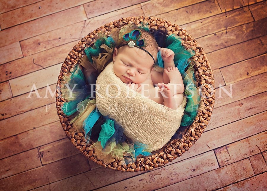 PEACOCK NOIRE Headband - Preemie to Adult Sizes Available