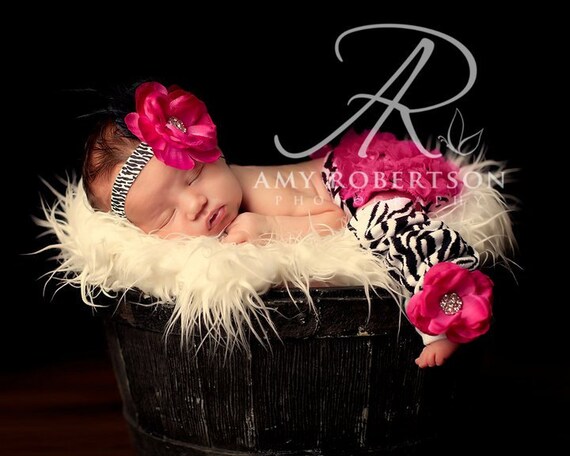 ZEBRA HEADBAND and LeG WARMER Set - Newborn to Toddler Sizes Available
