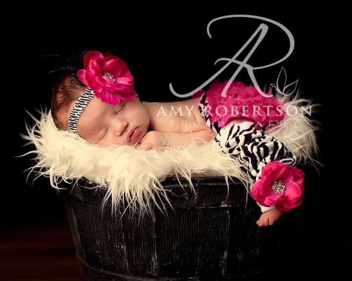 ZEBRA HEADBAND and LeG WARMER Set - Newborn to Toddler Sizes Available