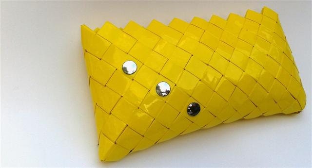 Yellow  clutch -Candy wrapper  bag-neon yellow  clutch