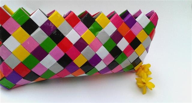 Colorful Clutch-Purple clutch bag-pink clutch bag-origami bag-Candy  wrapper  bag...