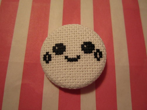Cute Face Cross Stitch Pin