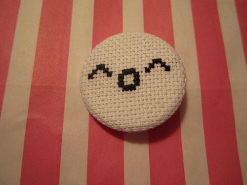 Excited Face Cross Stitch Pin
