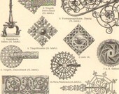 1906 Craft of Smithing, the Art of Metalwork, Locksmiths Masterpieces Original Antique Engraving