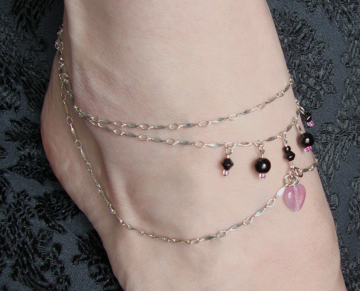 Sweetheart Chain Anklet with Pink Heart SALE