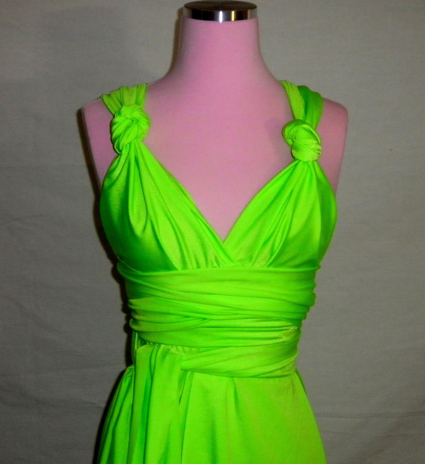 Neon Green Convertible Dress...Bridesmaids, Date Night, Cocktail Party, Prom, Special Occasion, Beach, Vacation