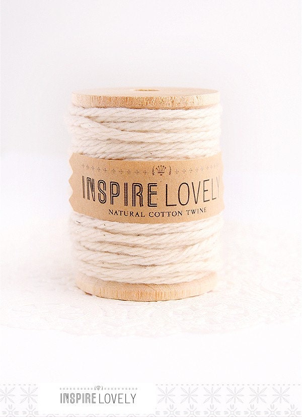 10 yards Natural cotton twine hand wound on a wooden spool