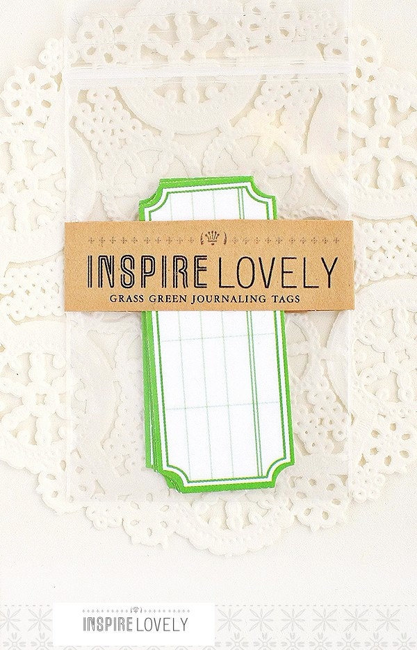 8 Grass Green Journaling die cut tags