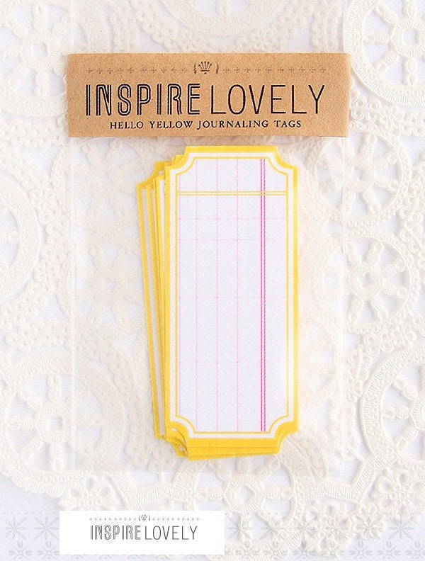 8 Hello Yellow Journaling die cut tags