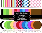 INSTANT DOWNLOAD Make Your Own Cupcake Toppers Digital Circle and Square Clip Art Nesting Scrapbook Elements Il_170x135