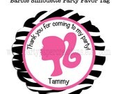 Barbie Silhouette Birthday Party Personalized Thank You Tags Party Favor Stickers Il_170x135