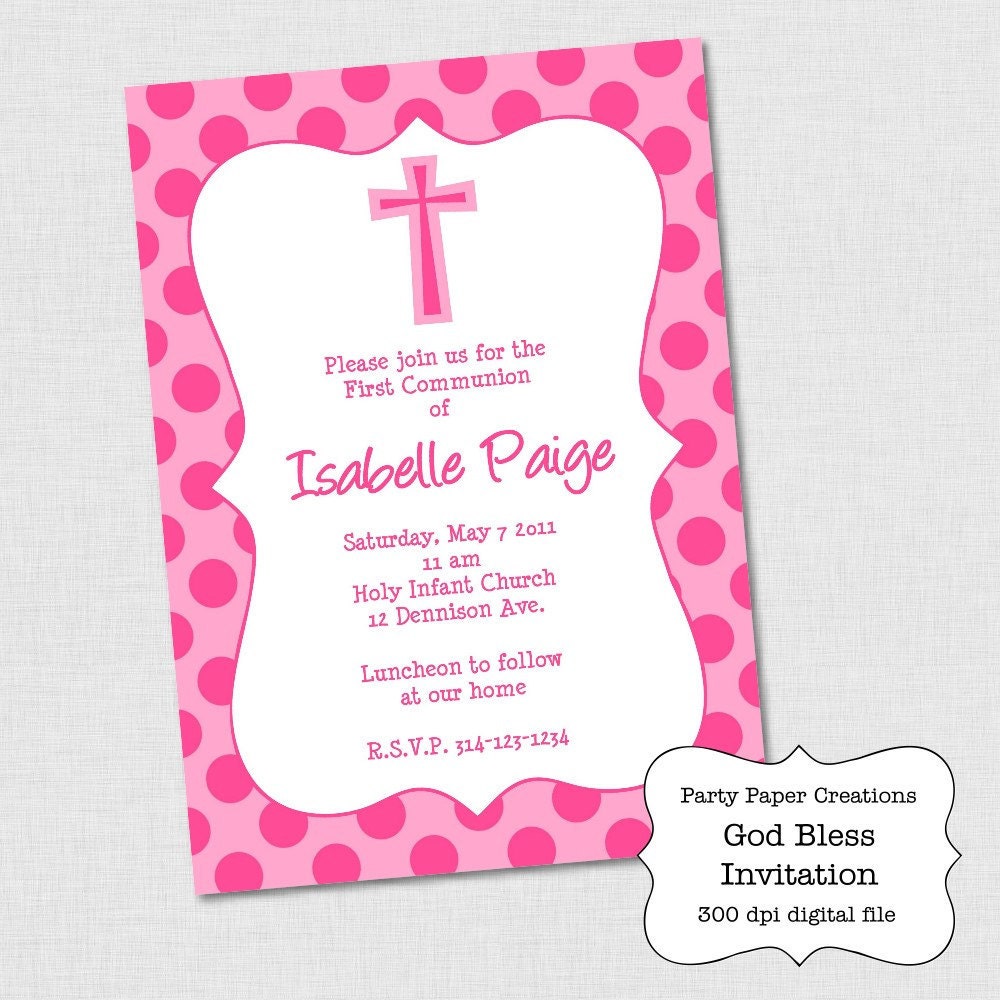 Personalized Baptism Christening First Holy Communion Invitation Printable File Il_170x135