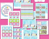 Party Printables - Birthday Luau Leopard Zebra Print - Pool Party DIY Tablescape Il_170x135