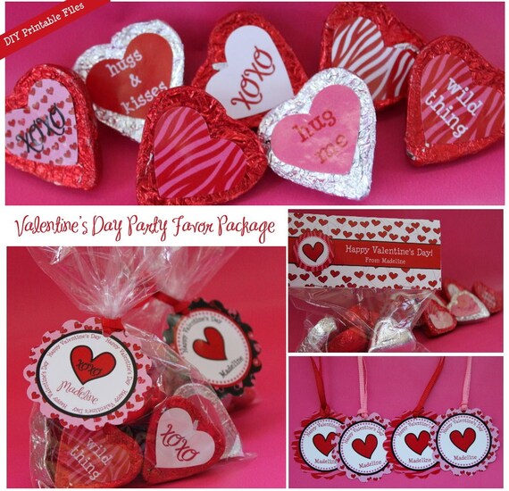 INSTANT DOWNLOAD DIY Printable Valentine Party Favor Toppers, Candy Stickers or Labels, Tags Il_570xn
