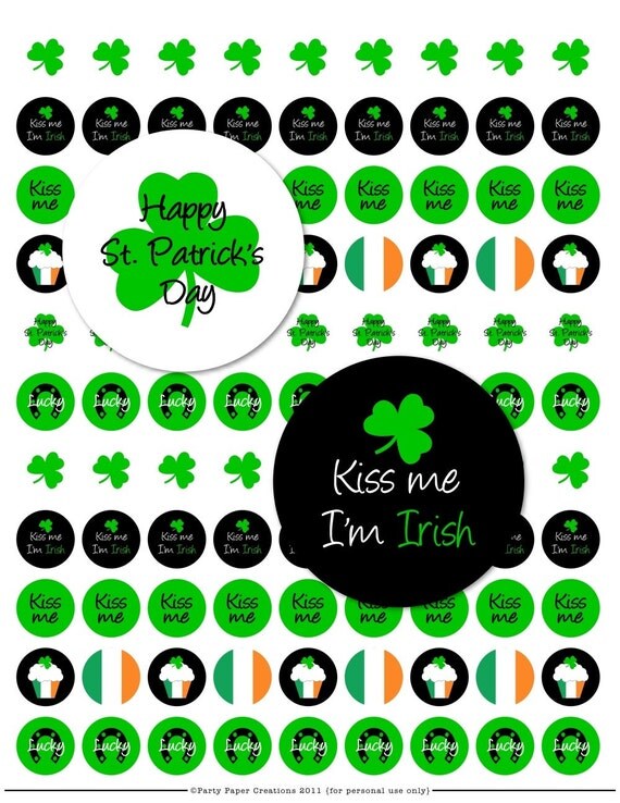 INSTANT DOWNLOAD St. Patrick's Day Irish Kiss Me Printable Digital File for Kisses Candy Label Stickers Il_570xn