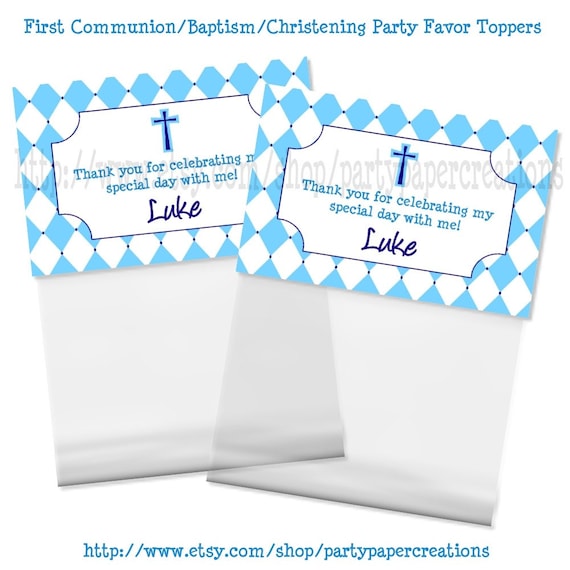 First Communion Baptism Christening Treat Bag Topper Party Favor Party Printable Il_570xn