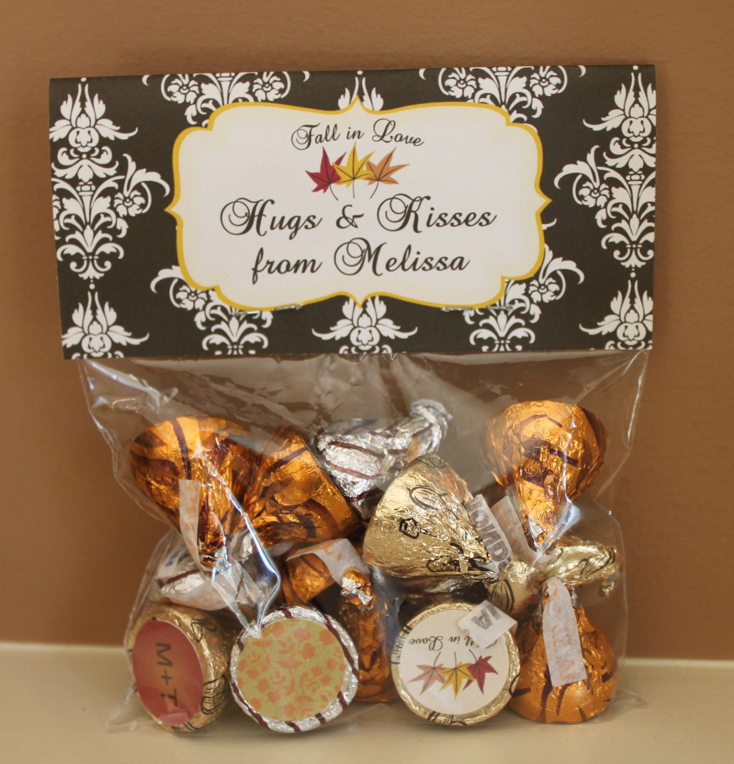 Personalized Fall in Love Fall Harvest Thanksgiving Party Favor Toppers and Hershey Kisses Sticker Labels Il_570xn