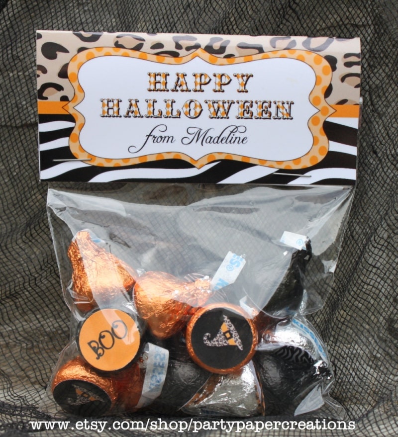 Personalized Happy Halloween Party Favor Toppers - Animal Print - DIY Printable File Il_570xn